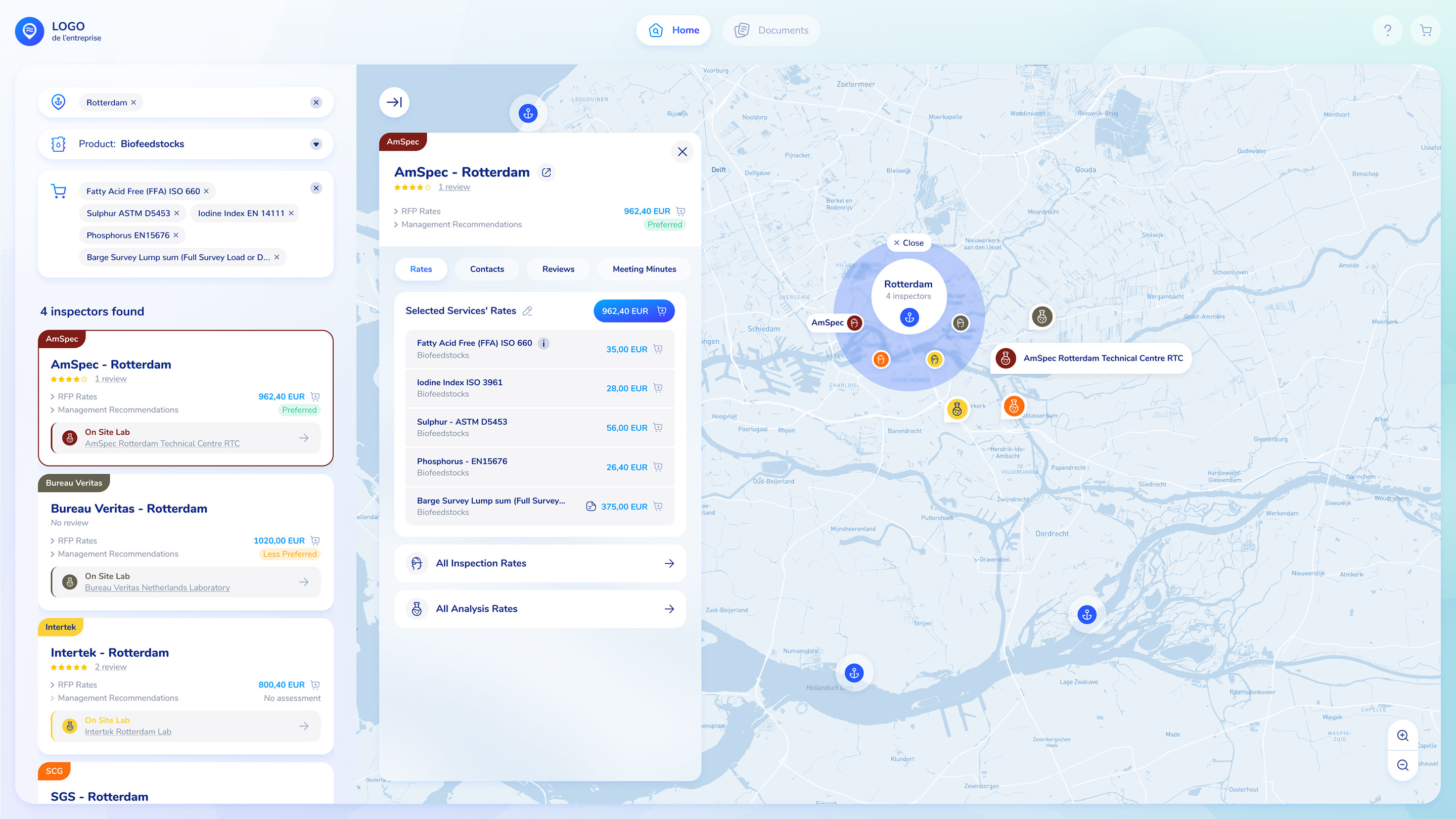 Interface de l'application